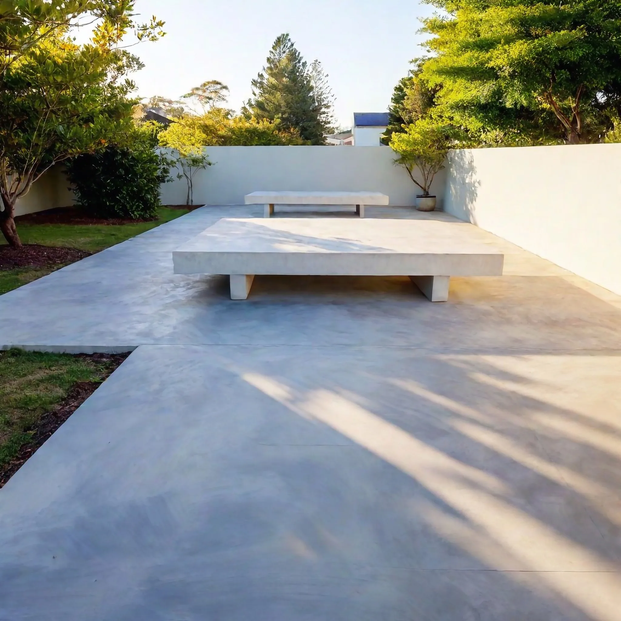 A plain concrete patio finish