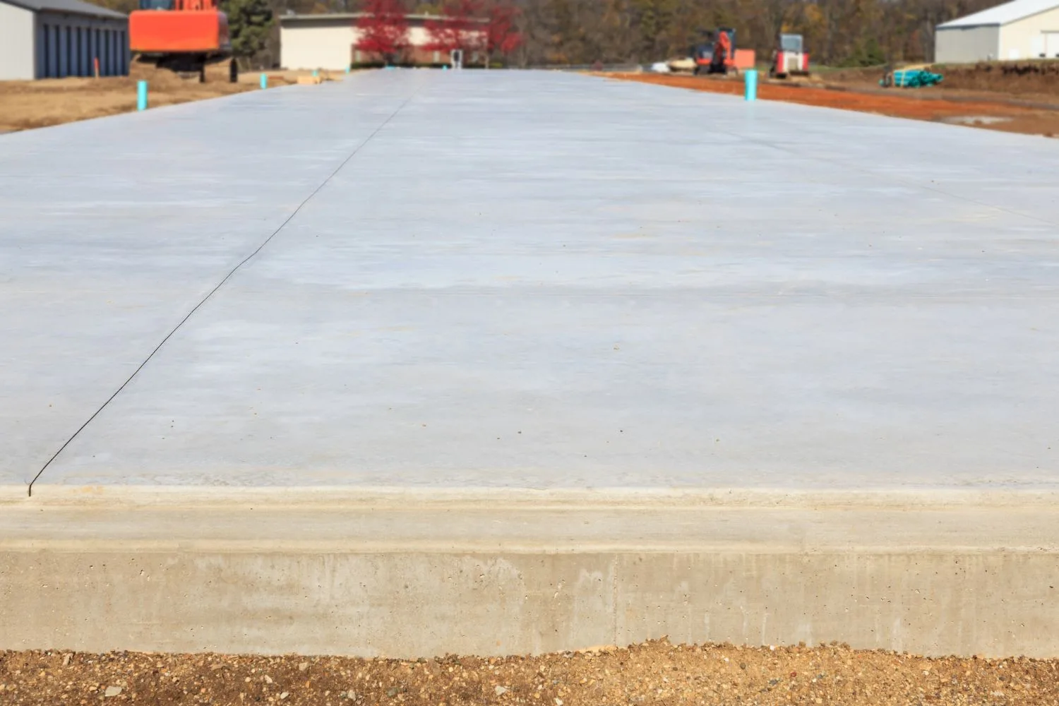 A reinforced concrete slab prepared for a new building extension
