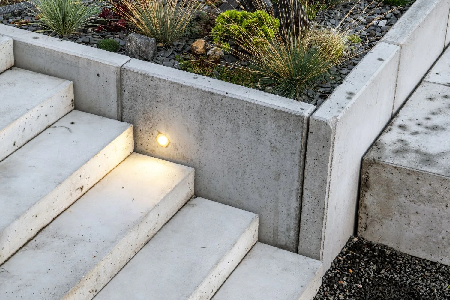 Concrete steps for a split level home